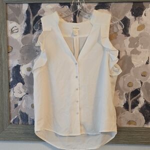 Forever 21 White Ruffle Sleeve Blouse Sz10